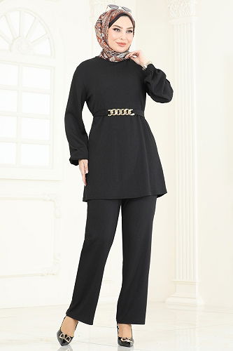 moda selvim طقم أسود 344DVL817 - Thumbnail