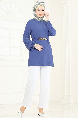 moda selvim طقم أزرق وسكري 344DVL817 - Thumbnail