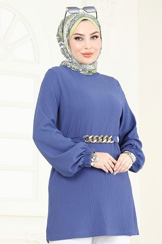 moda selvim طقم أزرق وسكري 344DVL817 - Thumbnail