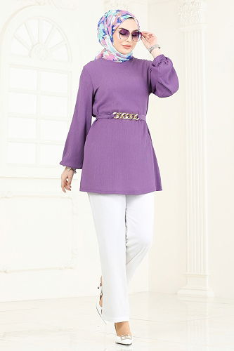 moda selvim طقم ليلكي وسكري 344DVL817 - Thumbnail