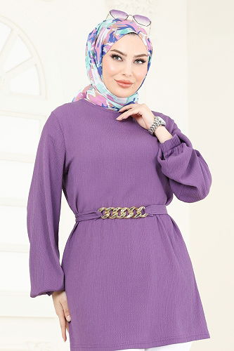 moda selvim طقم ليلكي وسكري 344DVL817 - Thumbnail