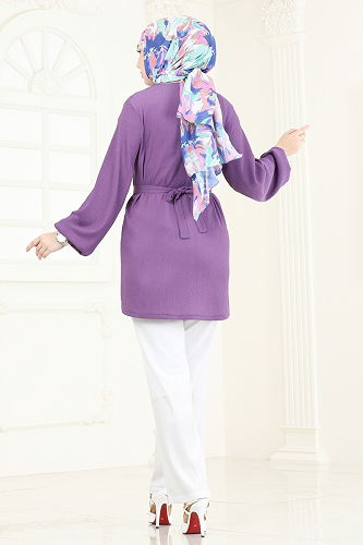 moda selvim طقم ليلكي وسكري 344DVL817 - Thumbnail