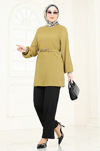 moda selvim طقم أخضر وأسود 344DVL817 - Thumbnail