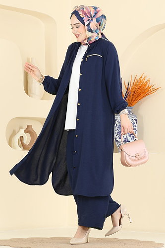 moda selvim طقم كحلي 3456TRT545 - Thumbnail