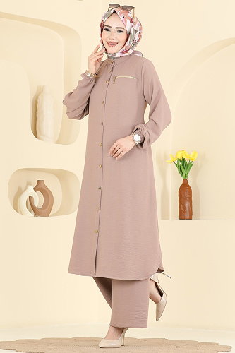 moda selvim طقم بيج 3456TRT545 - Thumbnail