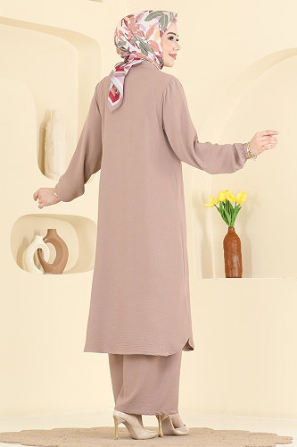moda selvim طقم بيج 3456TRT545 - Thumbnail