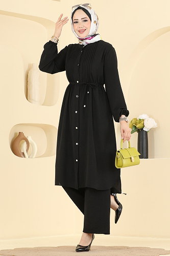 moda selvim طقم أسود 3458TRT545 - Thumbnail