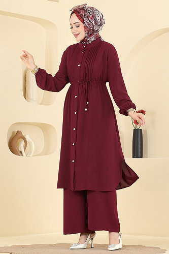 moda selvim Combined 3458TRT545 Light Burgundy - Thumbnail