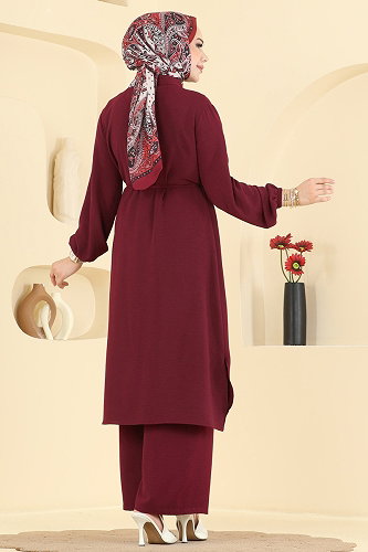 moda selvim طقم خمري 3458TRT545 - Thumbnail