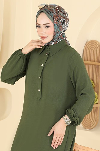moda selvim طقم اخضر عفني 3459TRT545 - Thumbnail