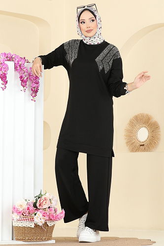 moda selvim طقم أسود 3464UZ662 - Thumbnail