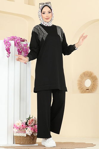 moda selvim طقم أسود 3464UZ662 - Thumbnail