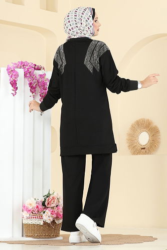 moda selvim طقم أسود 3464UZ662 - Thumbnail