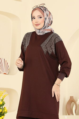 moda selvim طقم بني 3464UZ662 - Thumbnail