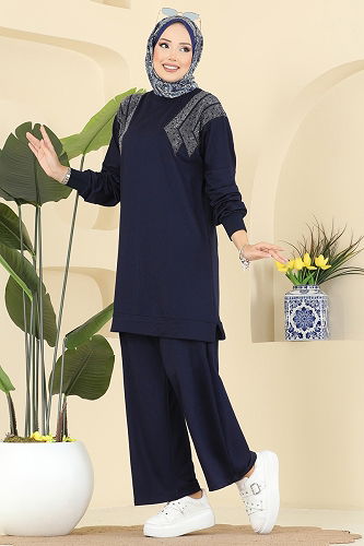 moda selvim طقم كحلي 3464UZ662 - Thumbnail