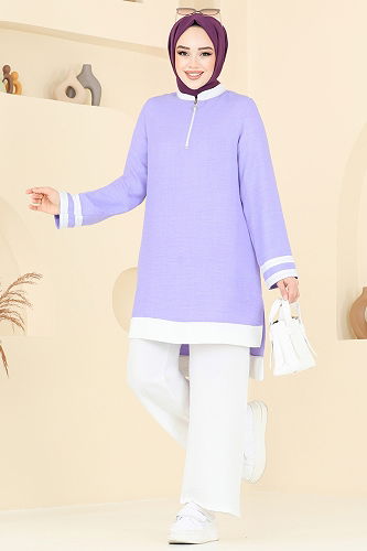 moda selvim طقم ليلكي وسكري 346DVL817 - Thumbnail