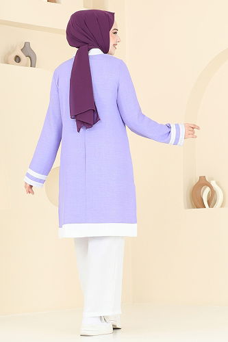 moda selvim طقم ليلكي وسكري 346DVL817 - Thumbnail