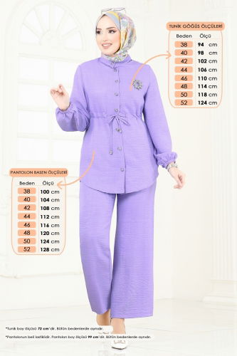 moda selvim طقم ليلكي 347DVL817 - Thumbnail
