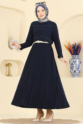 moda selvim طقم كحلي 3483UZ662 - Thumbnail