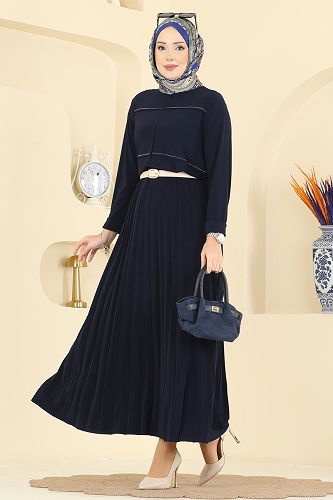 moda selvim طقم كحلي 3483UZ662 - Thumbnail