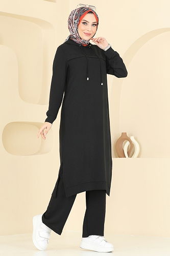 moda selvim طقم أسود 348DVL817 - Thumbnail