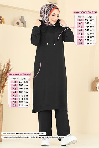 moda selvim طقم أسود 348DVL817 - Thumbnail