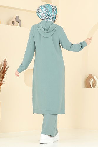 moda selvim طقم أخضر باهت 348DVL817 - Thumbnail