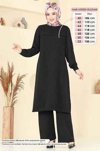 moda selvim طقم أسود 350DVL817 - Thumbnail