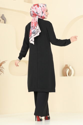 moda selvim طقم أسود 350DVL817 - Thumbnail