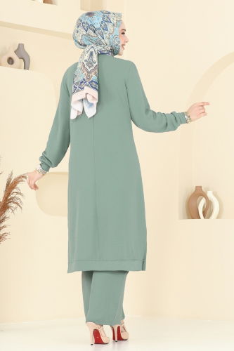 moda selvim طقم أخضر باهت 350DVL817 - Thumbnail