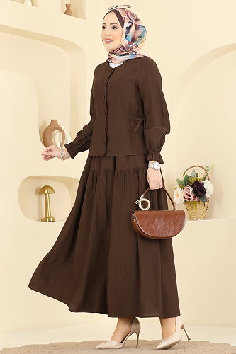 moda selvim طقم بني 351ASN888 - Thumbnail