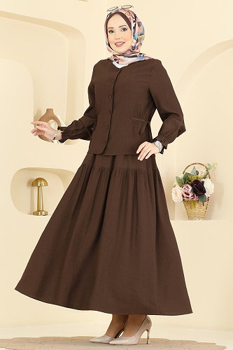 moda selvim طقم بني 351ASN888 - Thumbnail