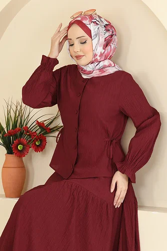 moda selvim طقم خمري 351ASN888 - Thumbnail