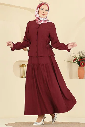 moda selvim طقم خمري 351ASN888 - Thumbnail