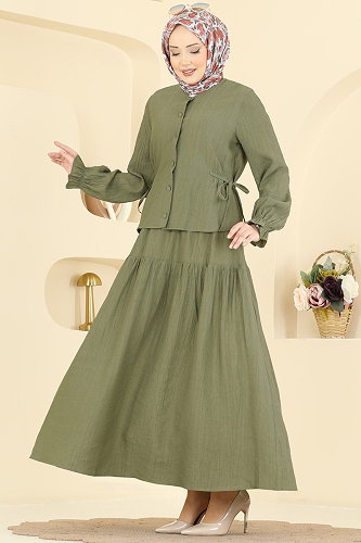 moda selvim طقم اخضر عفني 351ASN888 - Thumbnail