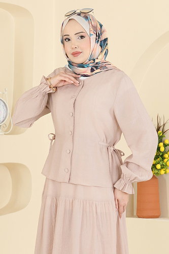 moda selvim طقم بيج 351ASN888 - Thumbnail