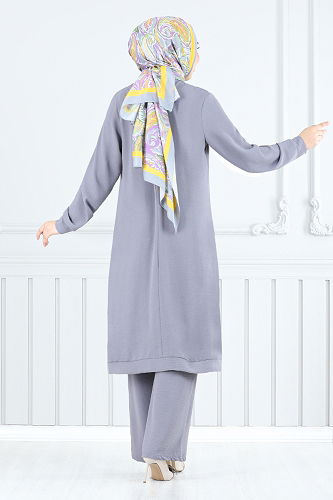 moda selvim طقم رمادي 351DVL897-M - Thumbnail