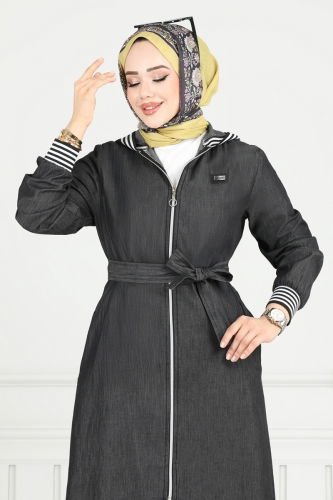 moda selvim طقم جينز أسود 351MSA980 - Thumbnail
