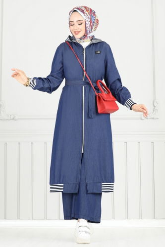 moda selvim طقم جينز غامق 351MSA980 - Thumbnail