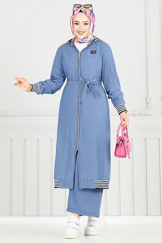 moda selvim طقم جينز فاتح 351MSA980 - Thumbnail