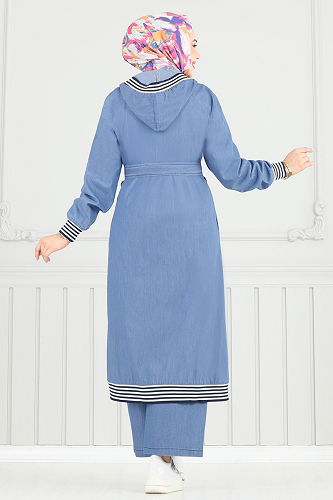 moda selvim طقم جينز فاتح 351MSA980 - Thumbnail