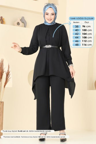 moda selvim طقم أسود 353ASN888 - Thumbnail