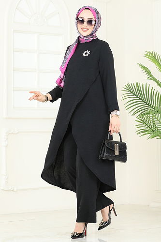 moda selvim طقم أسود 353DVL817 - Thumbnail