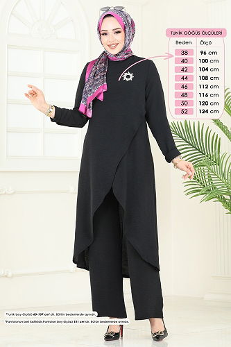 moda selvim طقم أسود 353DVL817 - Thumbnail