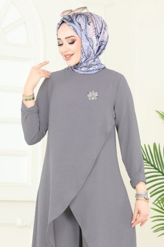moda selvim طقم رمادي 353DVL817 - Thumbnail