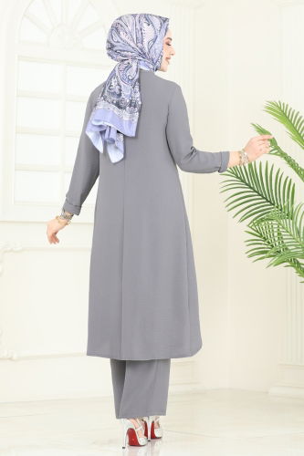 moda selvim طقم رمادي 353DVL817 - Thumbnail