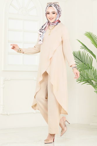 moda selvim طقم بيج فاتح 353DVL817 - Thumbnail