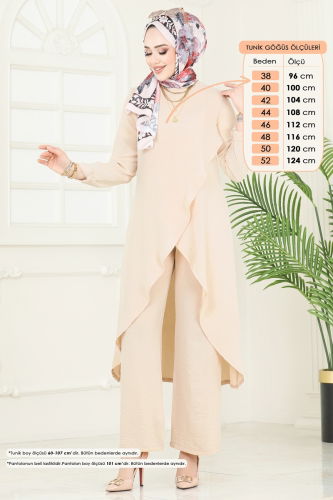 moda selvim طقم بيج فاتح 353DVL817 - Thumbnail