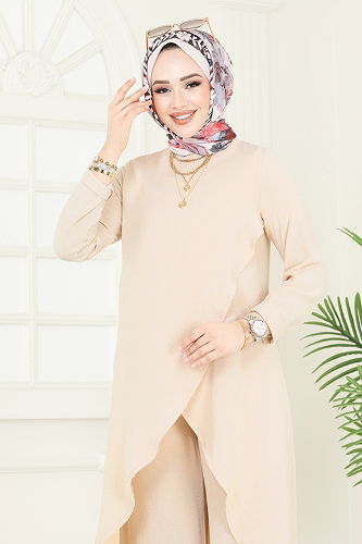 moda selvim طقم بيج فاتح 353DVL817 - Thumbnail