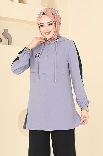 moda selvim طقم رمادي غامق &اسود& 358DVL817 - Thumbnail